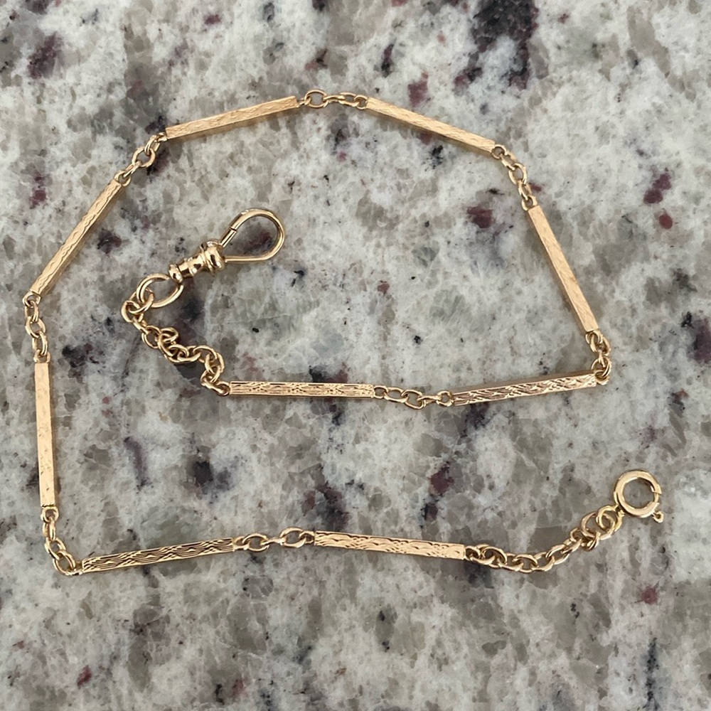 Beautiful Solid 14K Antique Gold Victorian Style PocketWatch Chain. Unique! - Picture 3 of 13